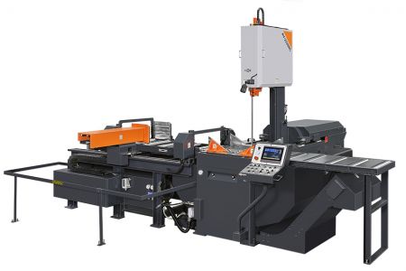 Macchina per sega a nastro verticale automatica con telaio inclinabile 22" x 28" - Visualizzazione dell'Outlook della macchina per sega a nastro verticale automatica con telaio inclinabile