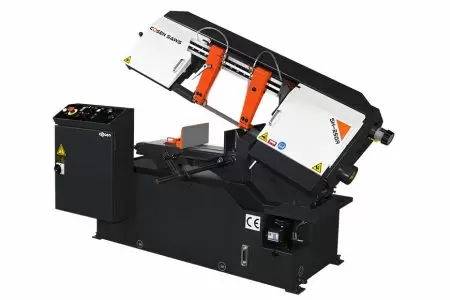 Gergaji pita tipe gunting horizontal semi-otomatis 250mm - Gergaji pita tipe gunting horizontal semi-otomatis 250mm memiliki waktu pemotongan 55 detik untuk baja karbon sedang 100 mm