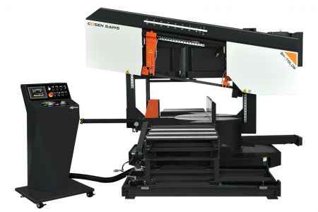 710mm Semi-Automatic Horizontal Dual Post Dual Mitering Band Saw Machine - Display of Semi-Automatic Horizontal Dual Post Dual Mitering Band Saw Machine (SH-710LDM)