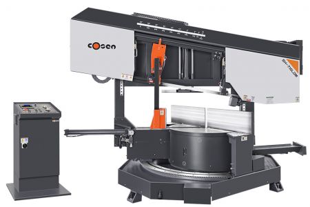 710mm Semi-Automatic Horizontal Dual Post Dual Mitering Band Saw Machine - Display of Semi-Automatic Horizontal Dual Post Dual Mitering Band Saw Machine (SH-710LDM)